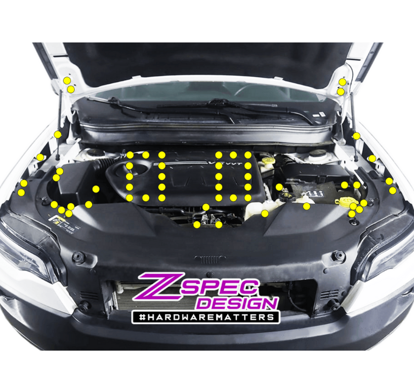 ZSPEC Stage-2 Dress Up Bolts® Fastener Kit for '14-20 Jeep Cherokee w/V6, Stainless & Billet - Howling Moto