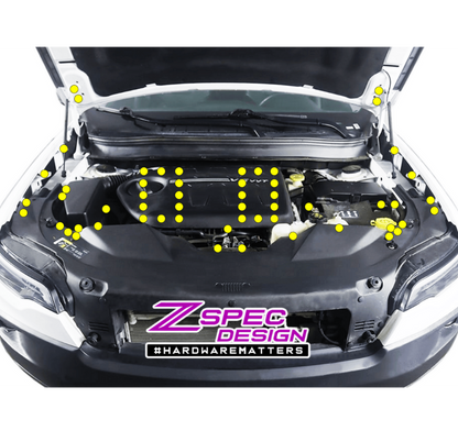ZSPEC Stage-2 Dress Up Bolts® Fastener Kit for '14-20 Jeep Cherokee w/V6, Stainless & Billet - Howling Moto