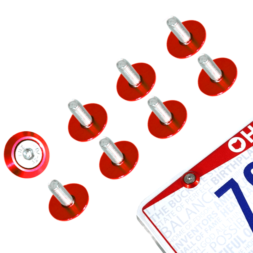 ZSPEC License Plate Bolts, Fender-Style, M6-1.0 Stainless & Billet Washers, 8-Pack - Howling Moto