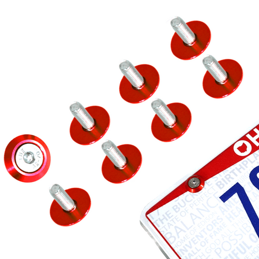 ZSPEC License Plate Bolts, Fender-Style, M6-1.0 Stainless & Billet Washers, 8-Pack - Howling Moto