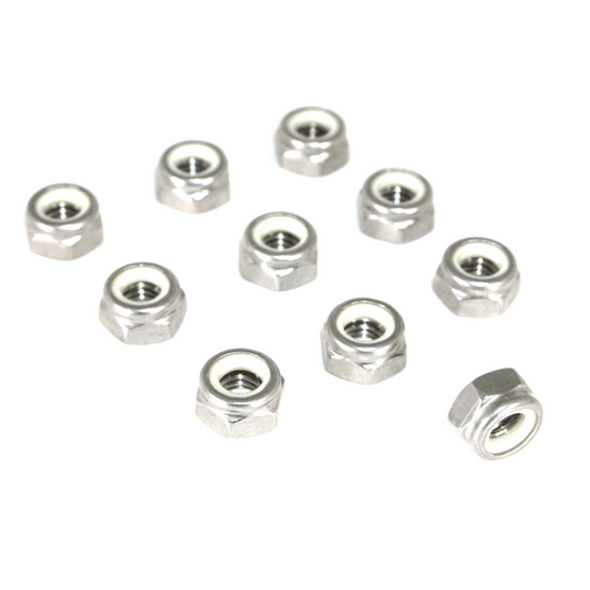 ZSPEC M5-0.8 Nylon Lock Nuts, Stainless SUS304, 10-Pack - Howling Moto