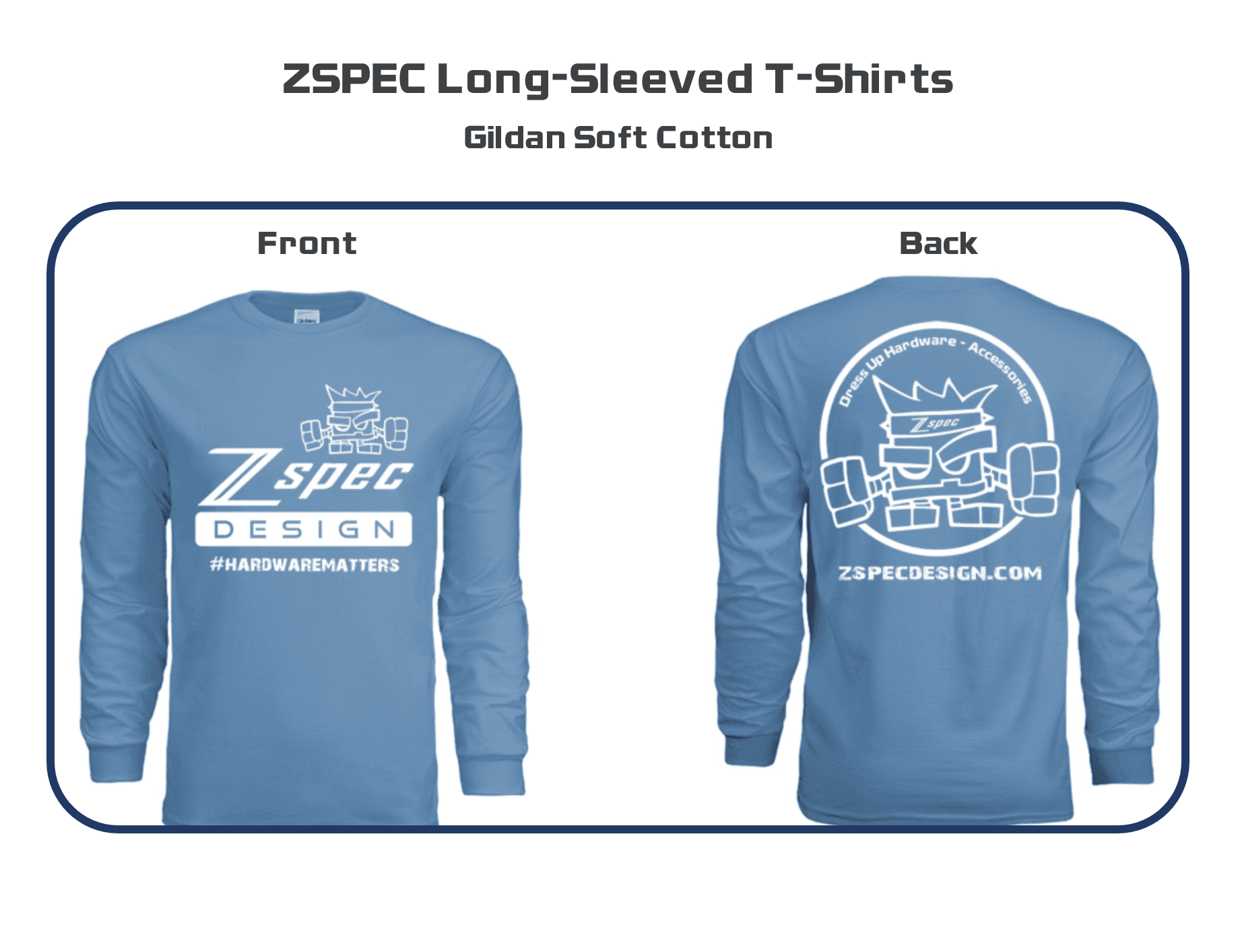 ZSPEC Long-Sleeve Cotton T-Shirt, Light Blue - Howling Moto