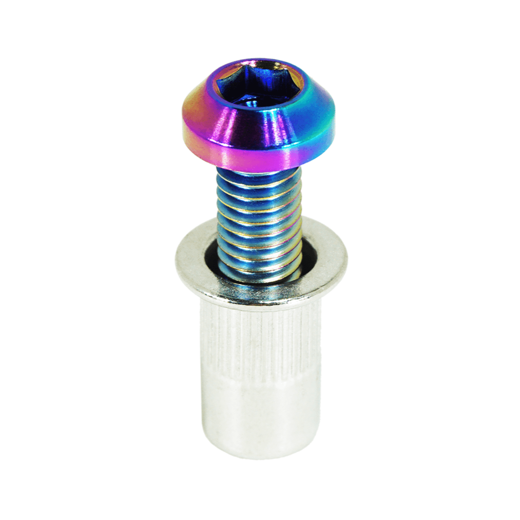 ZSPEC Body Kit Fastener, Titanium Angled-Head Style M6x20mm w/ Rivet Nut, per Each - Howling Moto