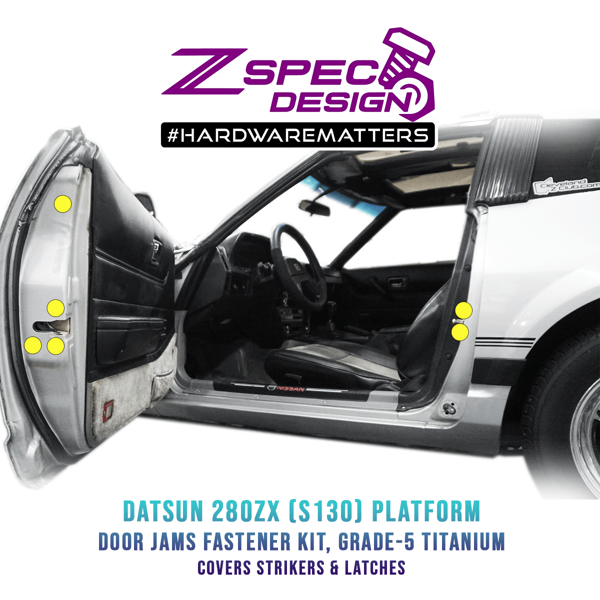 ZSPEC Dress Up Bolts® Fastener Kit, Door Jams Area for Datsun 280zx S130, Titanium - Howling Moto