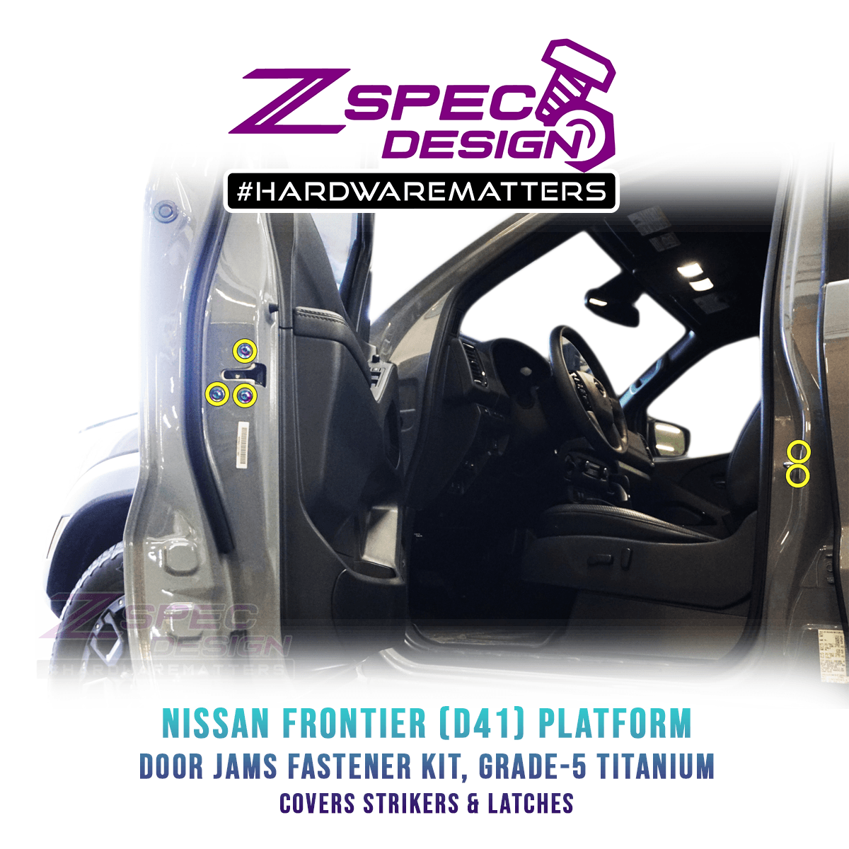 ZSPEC Dress Up Bolts® Fastener Kit, Door Jams Area for Nissan Frontier D41, Titanium - Howling Moto