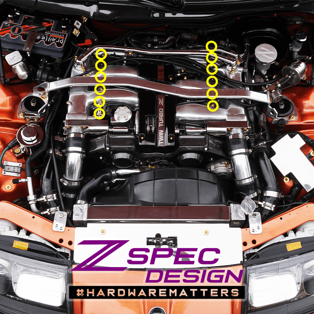 ZSPEC Coil Brackets Dress Up Bolts® Fastener Kit for 300zx Z32, Titanium - Howling Moto