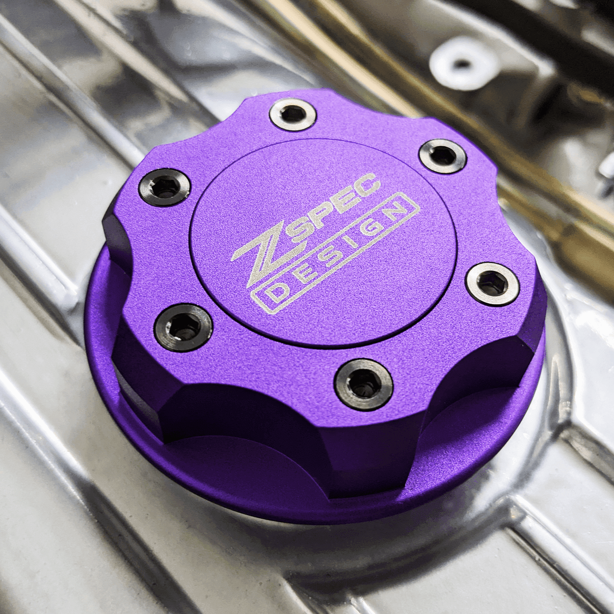 ZSPEC Billet Oil Filler Cap for Nissan/Infiniti/Datsun, Purple Cap w/ Titanium Accents - Howling Moto