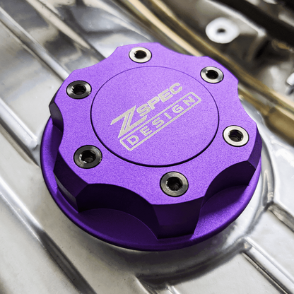 ZSPEC Billet Oil Filler Cap for Nissan/Infiniti/Datsun, Purple Cap w/ Titanium Accents - Howling Moto