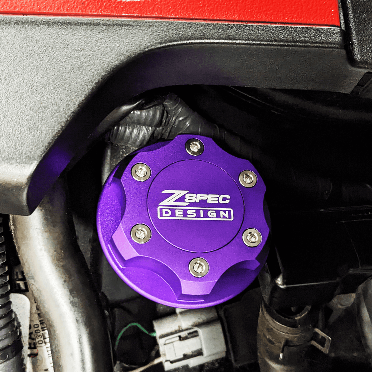 ZSPEC Billet Oil Filler Cap for Nissan/Infiniti/Datsun, Purple Cap w/ Titanium Accents - Howling Moto