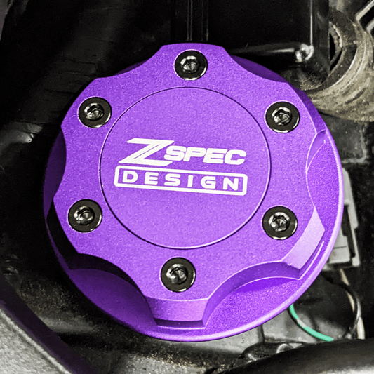 ZSPEC Billet Oil Filler Cap for Nissan/Infiniti/Datsun, Purple Cap w/ Titanium Accents - Howling Moto
