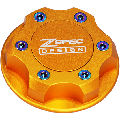 ZSPEC Billet Oil Filler Cap for Nissan/Infiniti/Datsun, Orange-Gold Cap w/Titanium Accents - Howling Moto