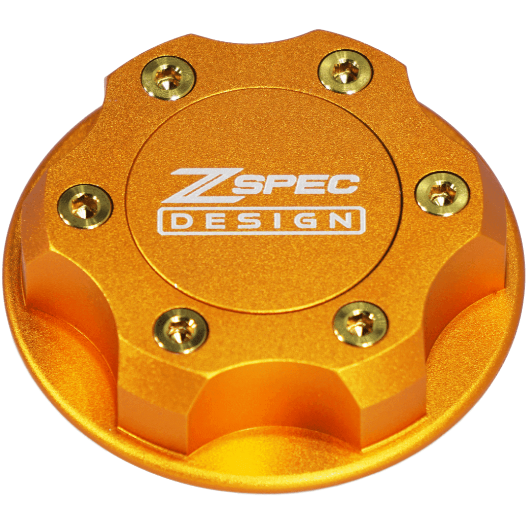ZSPEC Billet Oil Filler Cap for Nissan/Infiniti/Datsun, Orange-Gold Cap w/Titanium Accents - Howling Moto