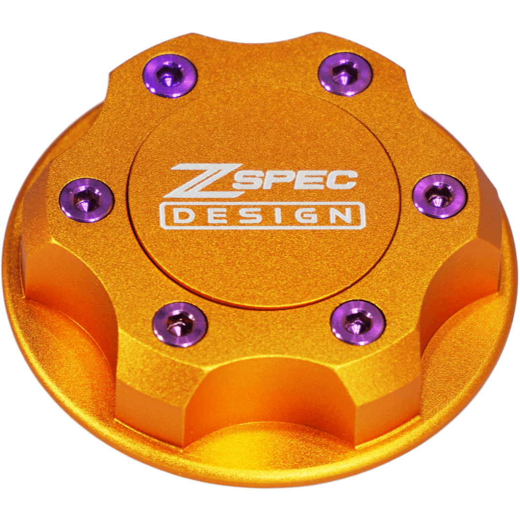 ZSPEC Billet Oil Filler Cap for Nissan/Infiniti/Datsun, Orange-Gold Cap w/Titanium Accents - Howling Moto