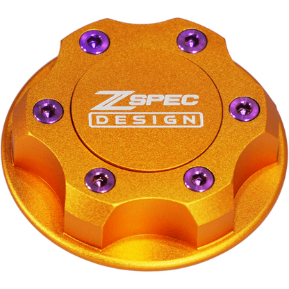 ZSPEC Billet Oil Filler Cap for Nissan/Infiniti/Datsun, Orange-Gold Cap w/Titanium Accents - Howling Moto