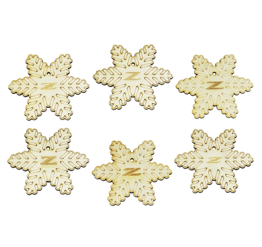 ZSPEC Laser-Engraved Wood Ornaments, Set of Six Nissan Z-Snowflakes, 3.75" - Howling Moto