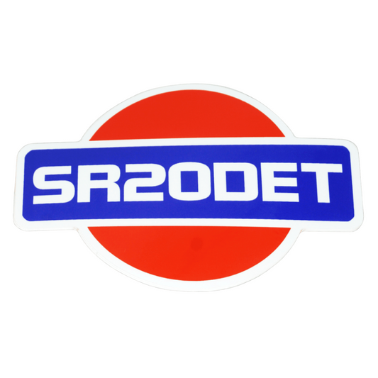 White Vinyl Nissan SR20DET Sticker Decal, 4" x 2.8" - Howling Moto