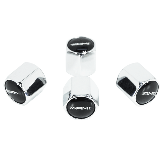 Chrome Valve Stem Tire Caps, Style: AMG - Howling Moto