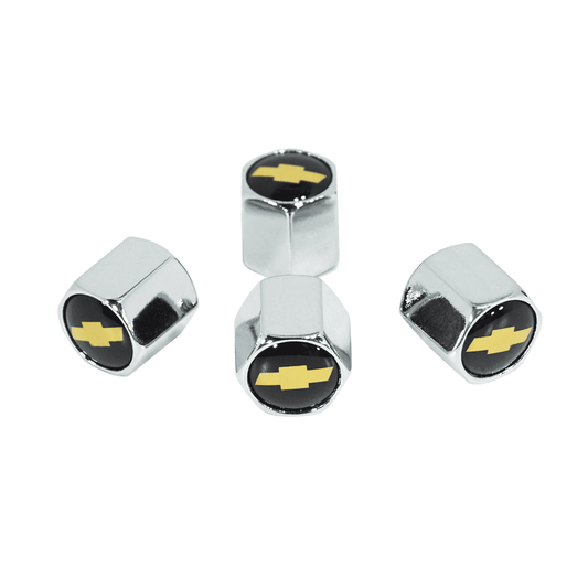 Chrome Valve Stem Tire Caps, Style: Chevy, Amber Bow-Tie - Howling Moto