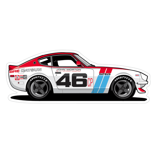 Datsun Sports Car Vinyl Decal / Sticker, #46 Race Car Style - Howling Moto