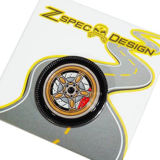 ZSPEC Wheel Pin - Bronze Volk-Style Design - great for Lapels, Hats, Backpacks - Howling Moto