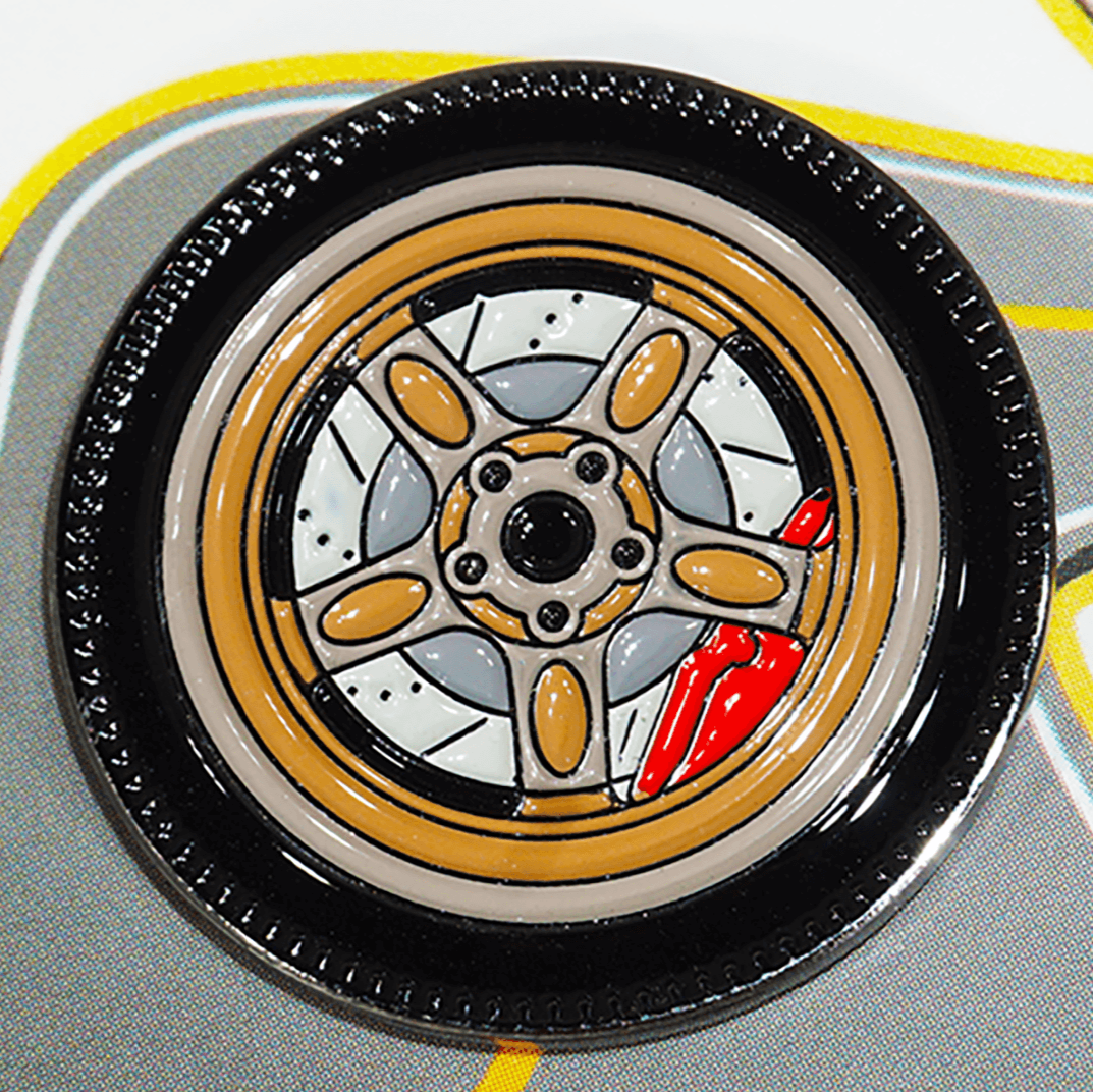 ZSPEC Wheel Pin - Bronze Volk-Style Design - great for Lapels, Hats, Backpacks - Howling Moto