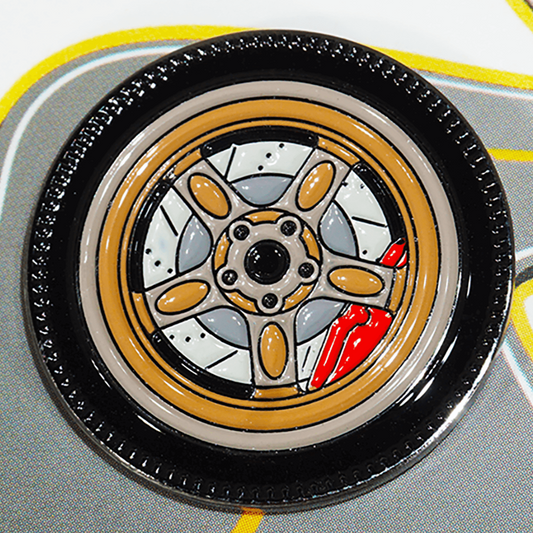 ZSPEC Wheel Pin - Bronze Volk-Style Design - great for Lapels, Hats, Backpacks - Howling Moto