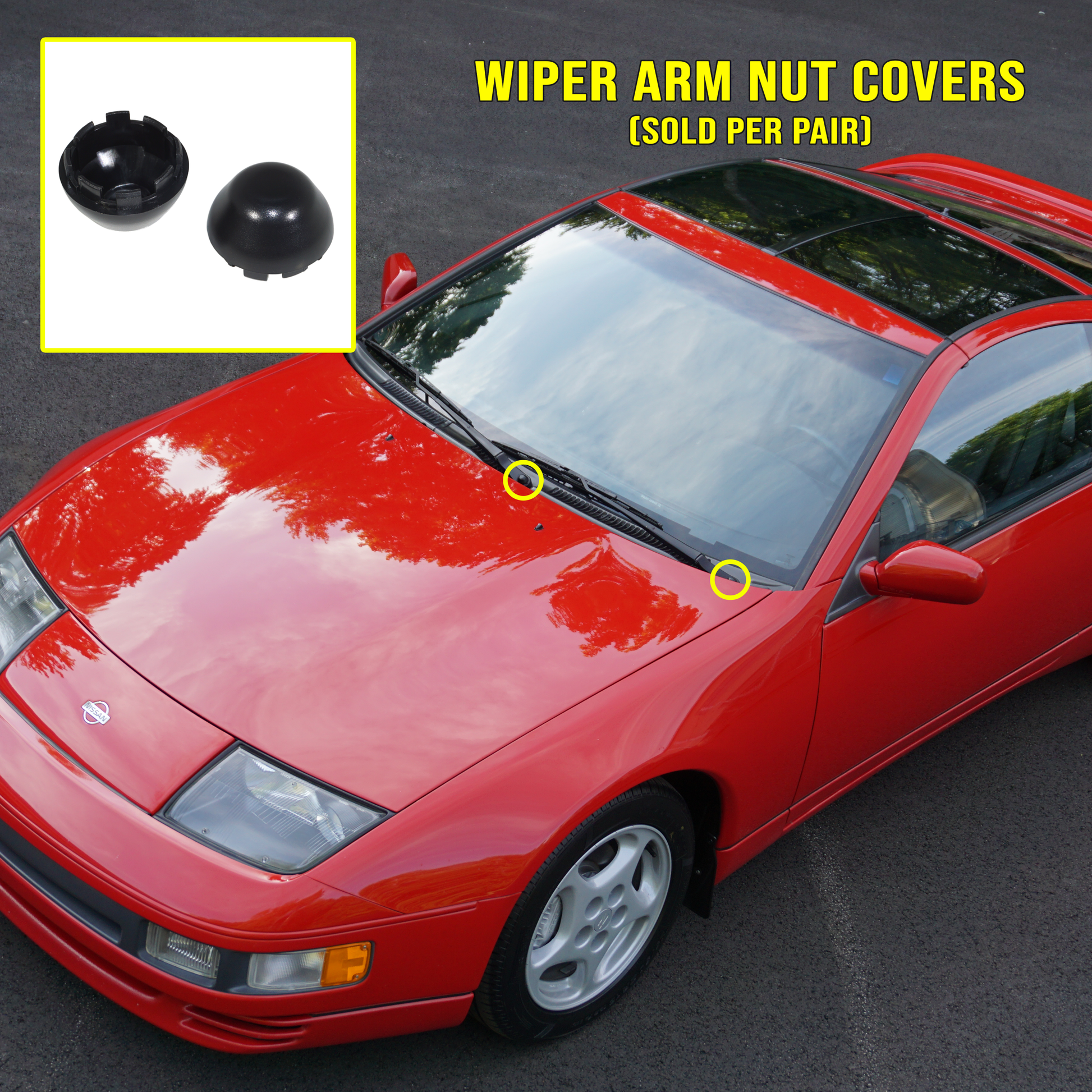 ZSPEC Wiper-Arm Nut Covers for '90-99 Nissan 300zx, Pair of Two - Howling Moto