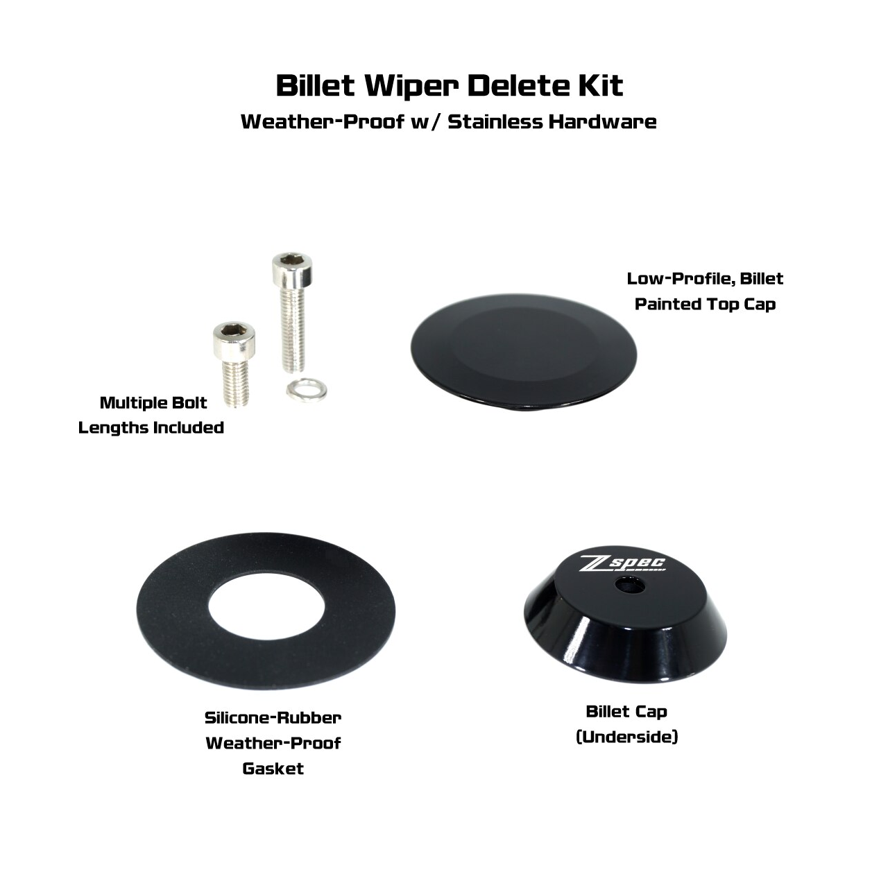 ZSPEC 44mm Rear Wiper Hole-Cover/Cap/Plug, Weatherproof, fits GR Corolla, Black - Howling Moto