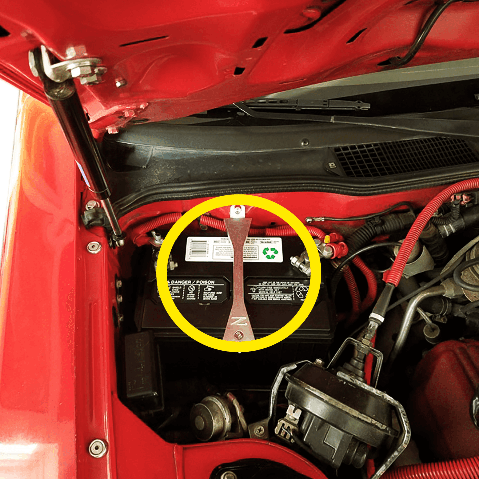 ZSPEC Battery Hold Down/Bracket Kit for Nissan Z31 300zx '84-89, Billet, w/ Stainless Hardware - Howling Moto