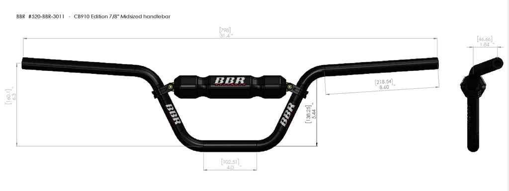 CB910 Edition Handlebar Only, 7/8" Midsize, Black - Howling Moto