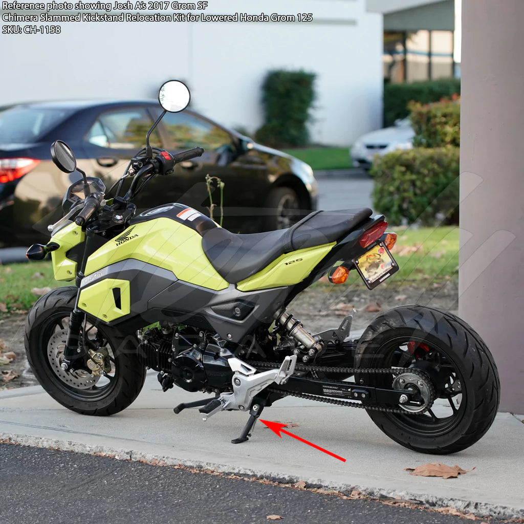 Chimera Slammed Kickstand Relocation Kit for Lowered Honda Grom 125 (2014-2022) & Monkey 125 (2018-2022) - Howling Moto