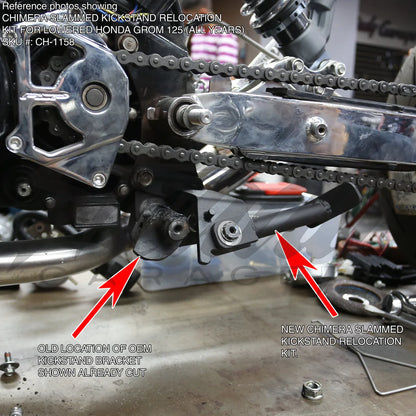 Chimera Slammed Kickstand Relocation Kit for Lowered Honda Grom 125 (2014-2022) & Monkey 125 (2018-2022) - Howling Moto