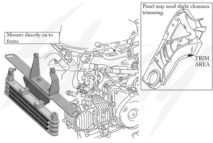 Chimera Frame Mount Oil Cooler Bracket 2014 - 2020 Honda Grom 125 - Howling Moto