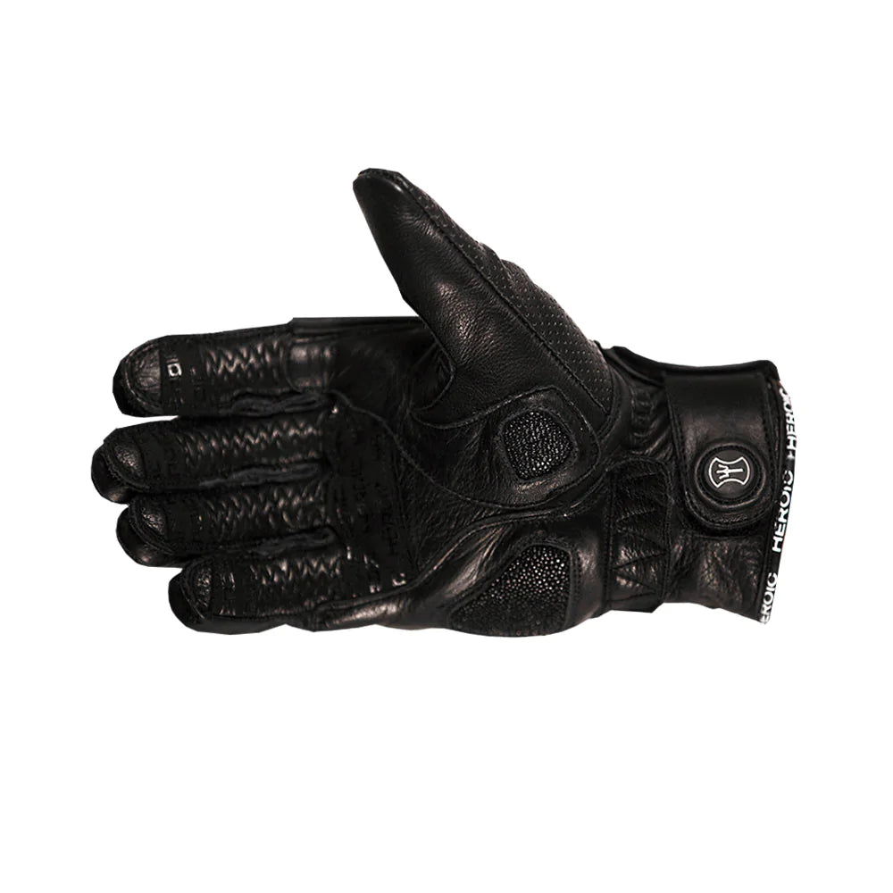 HEROIC ST-R Pro FTR Covered Knuckle Shorty Gloves - Black - Howling Moto