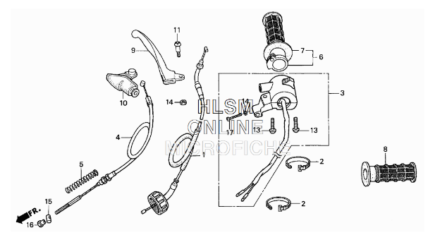 Honda XR50 Handle Lever, Throttle and Switch - Howling Moto